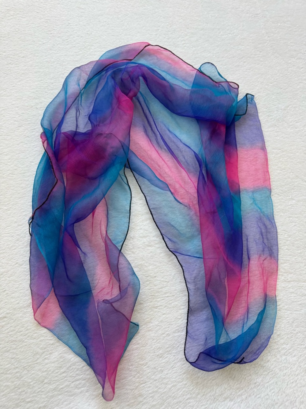 Sheer Multi-Color Silk Scarf - Blue, Purple & Pink